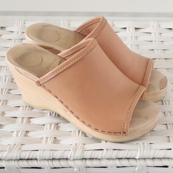No.6 Store Camel Leather Open Toe Clogs Swedish Minimalist Sandals Clogs Mules 5 - Picture 8 of 16